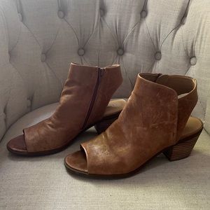 Lucky Brand Leather Booties with Open Toe and Heal